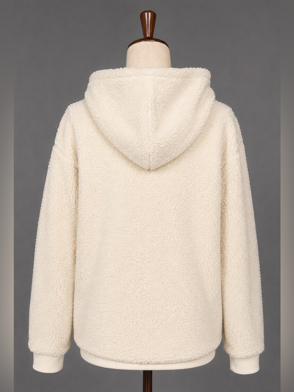 Vans Cream Sherpa Half-Zip Pullover Hoodie-S - Picture 2 of 4